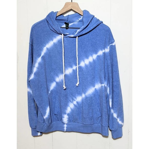 Wild Fable S Blue White Tie Dye French Terry Hoodie Hooded Sweatshirt Pocket - Picture 4 of 5